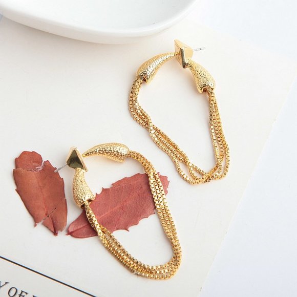 Alexis Bittar Multi-Chain Tassel Gold Earrings NWT